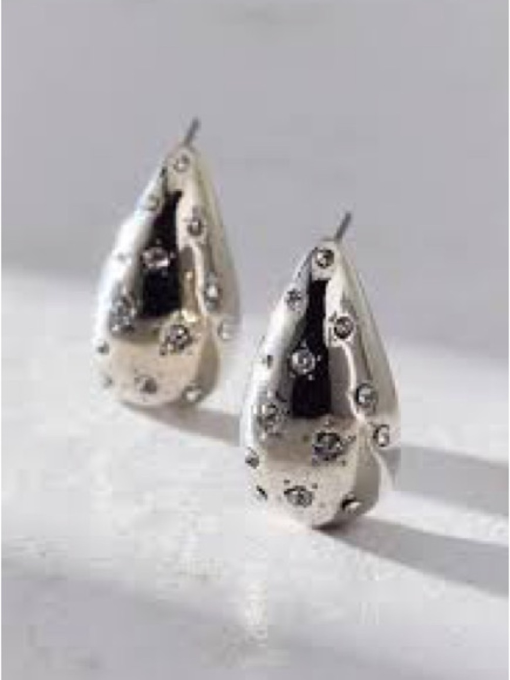 Chérie New York Silver Teardrop Crystal Accent Earrings
